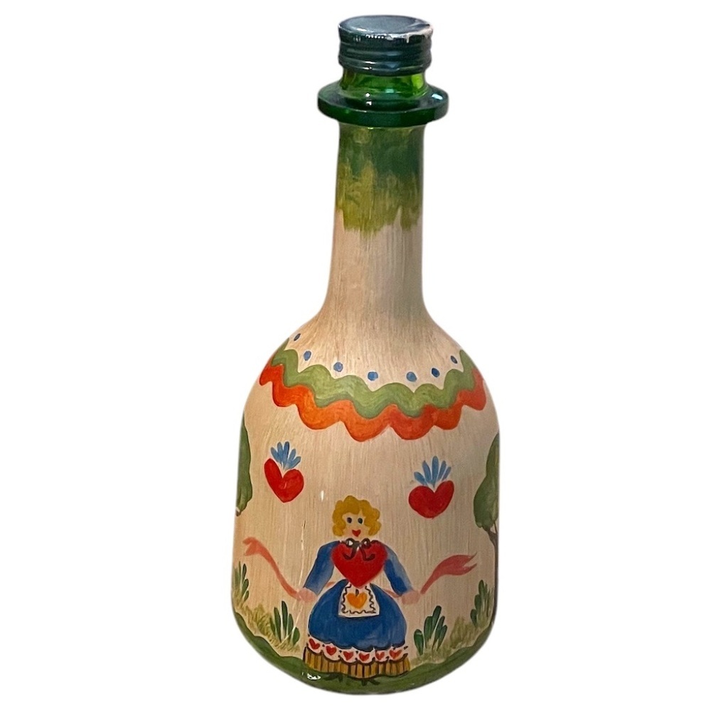 VINTAGE HAND PAINTED DUTCH VILLAGE ATLANTA GLASS BOTTLE